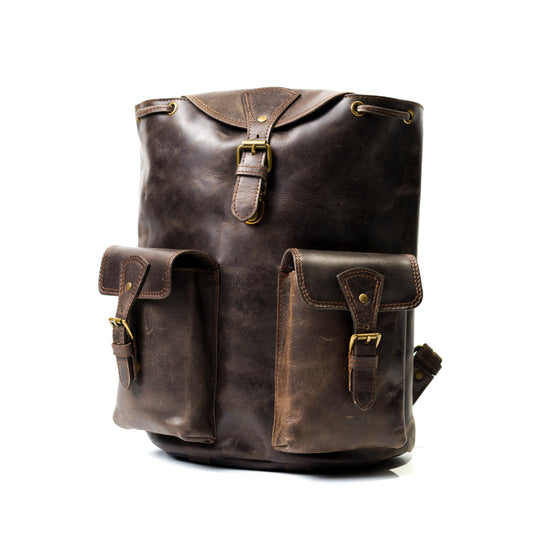 Leather Utility Backpack Dark Brown for Men & Women
