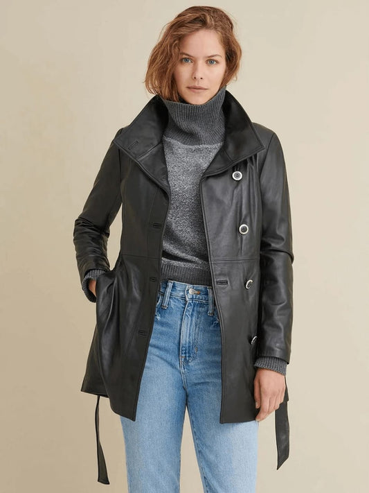 Women's Leather Long Coat