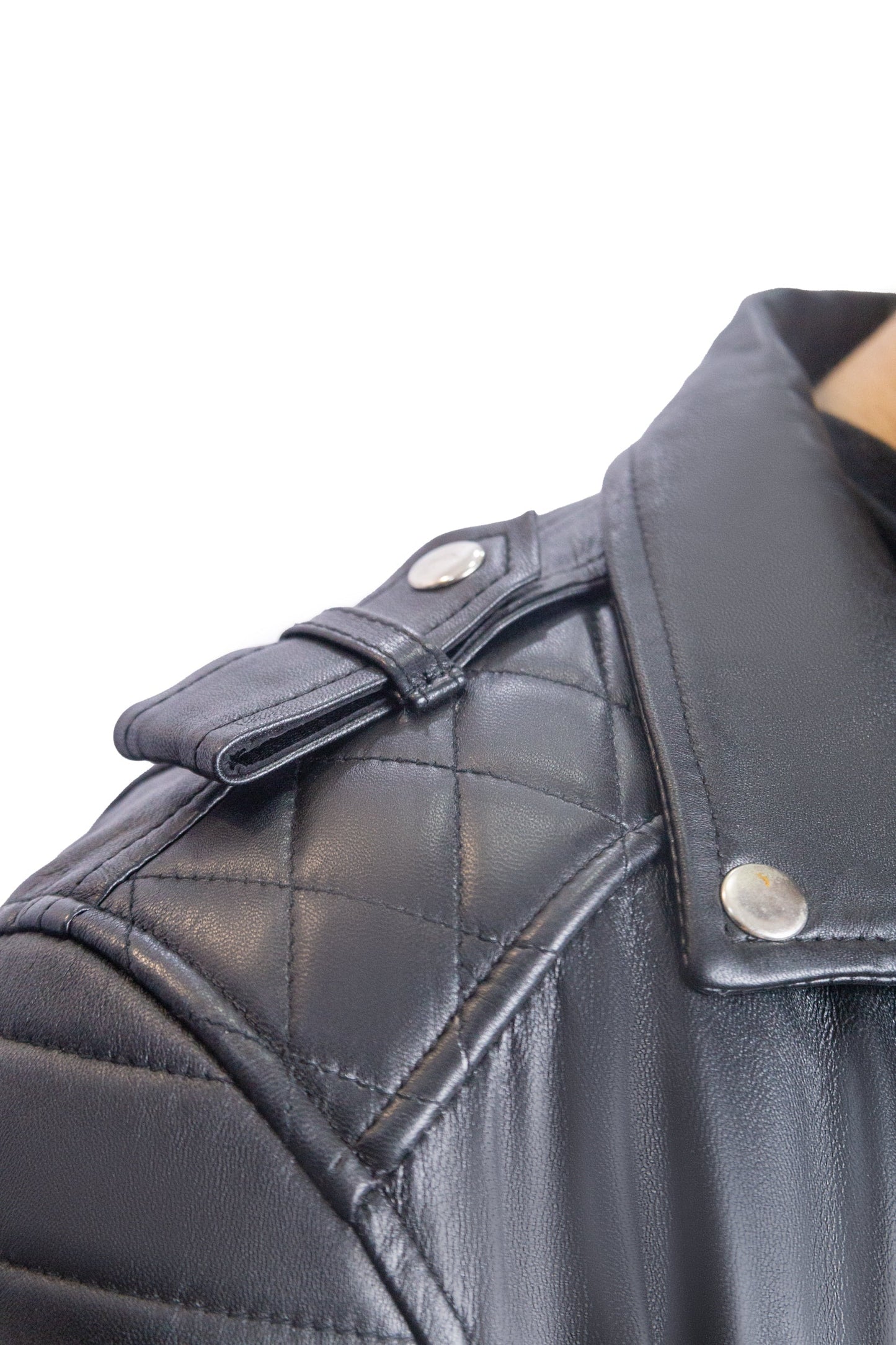 Black Biker Jacket with Triangle Collar