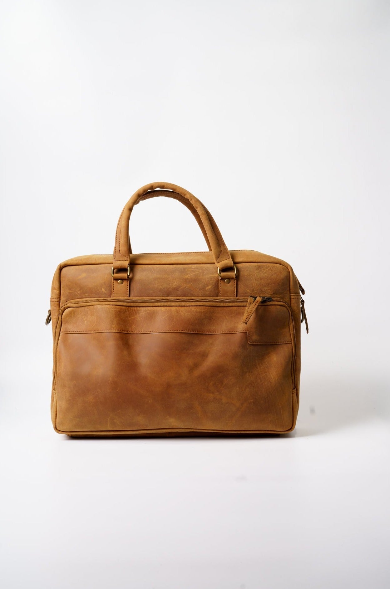 Sleek Leather Laptop Bag Desert Brown