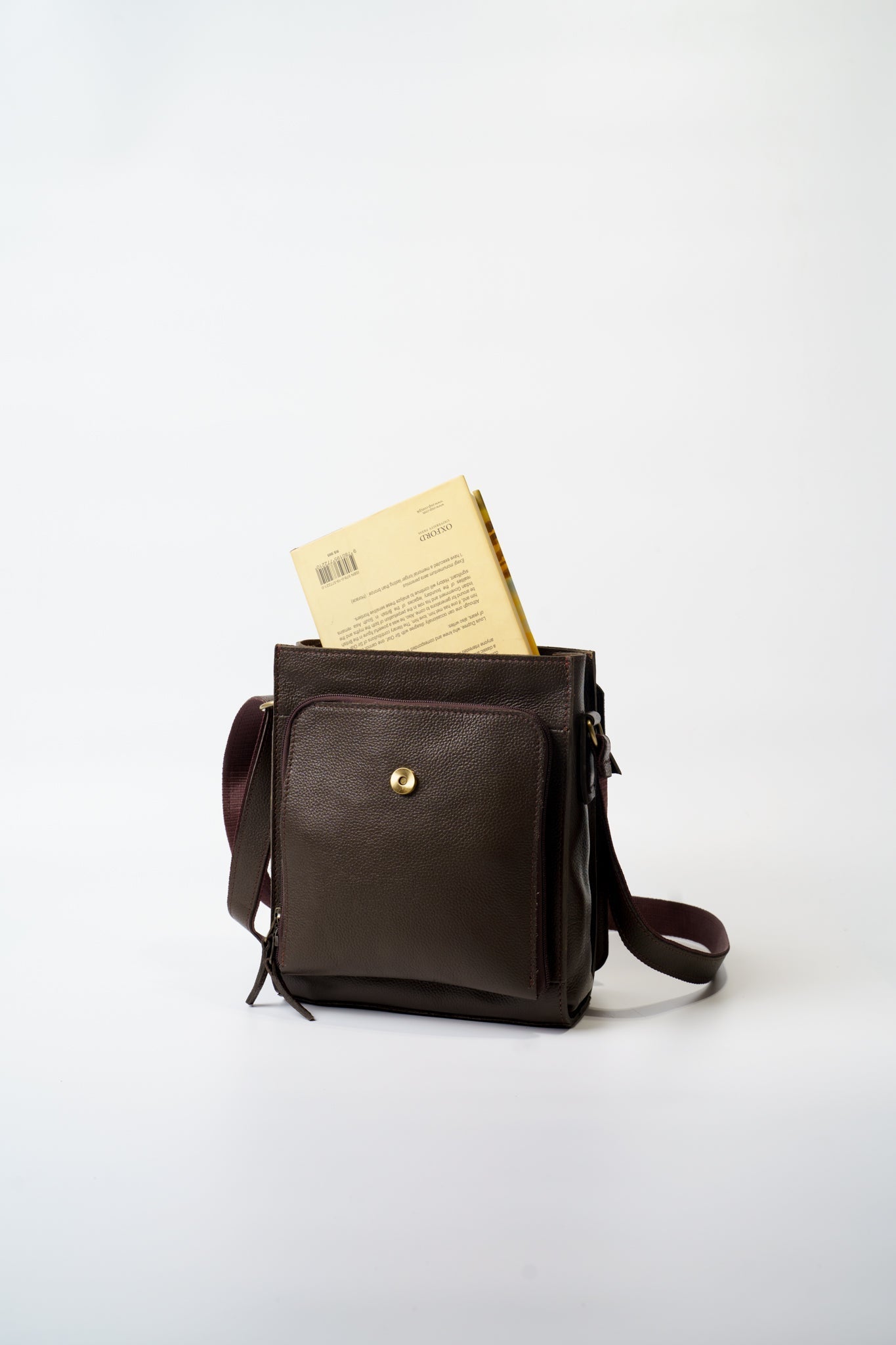 Petite Leather Shoulder Bag for Women Dark Brown