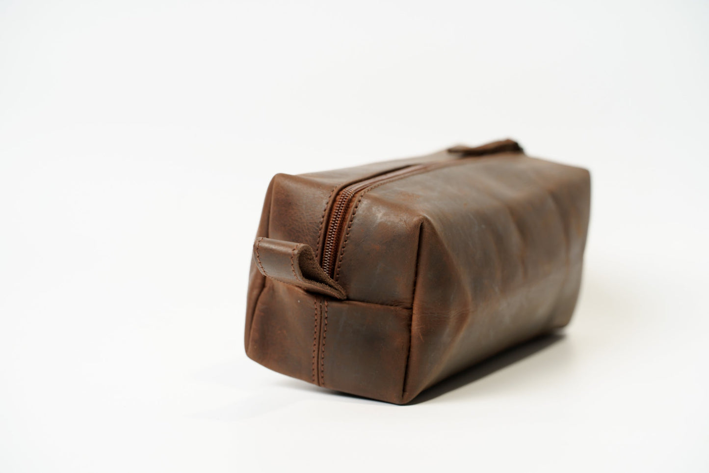 Leather Toiletry Bag Shaving Kit Chocolate Brown