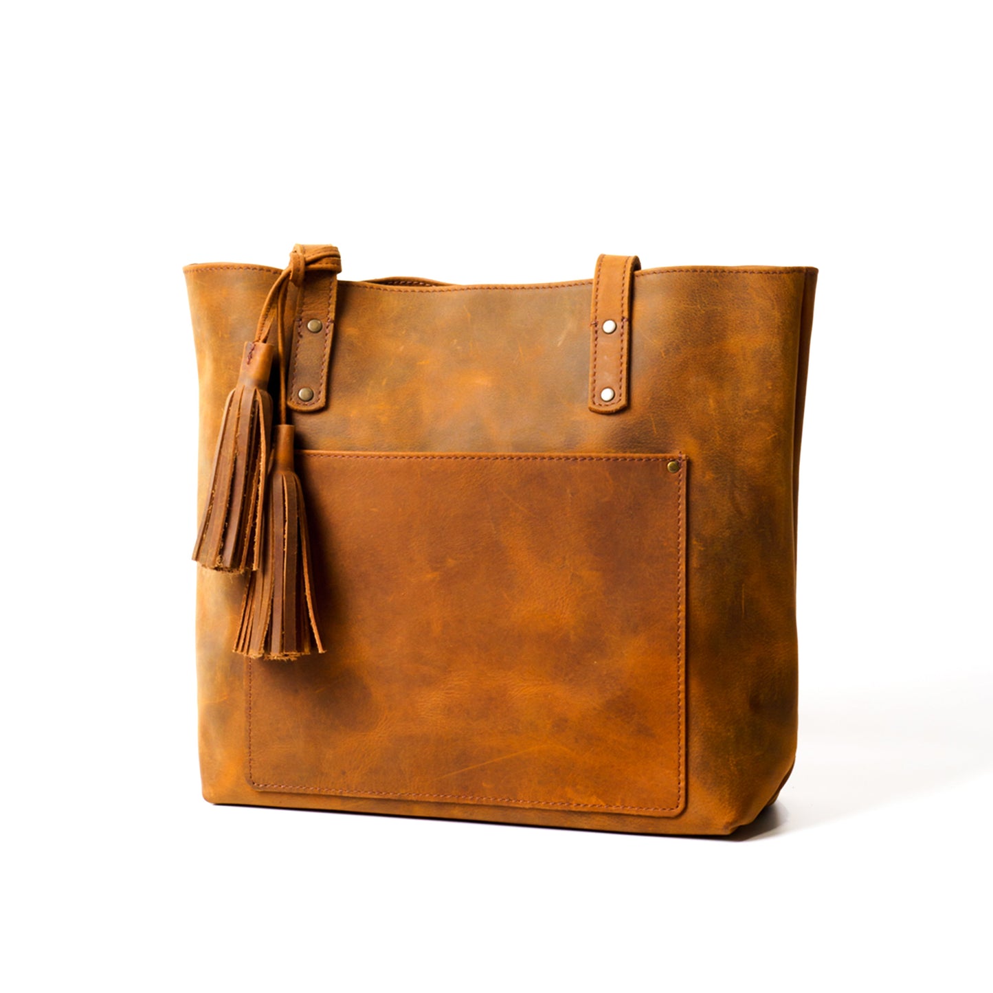 Leather Tote Bag for Women - Light Brown