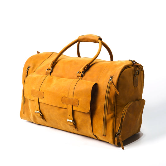 Matte Leather Duffel Bag with Shoe Compartment