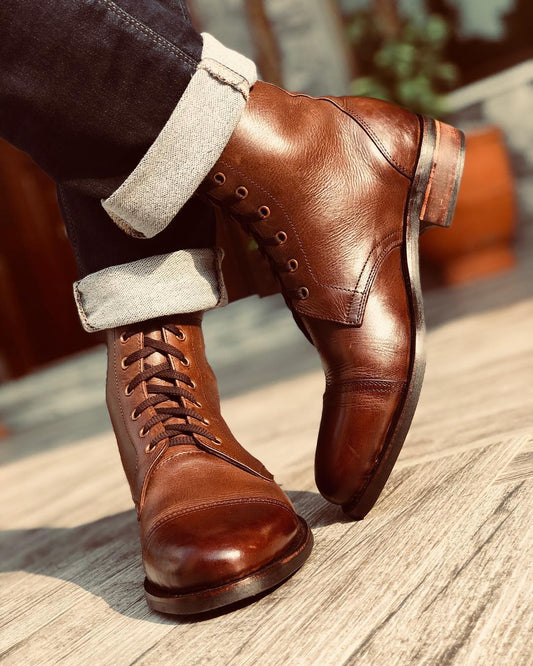 Vintage Brown Lace Up Boots